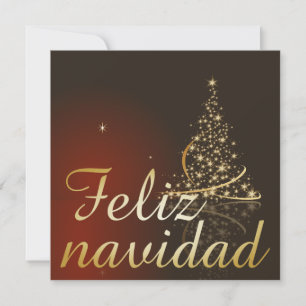 Convites Motivo natalino vermelho com árvore de Natal doura