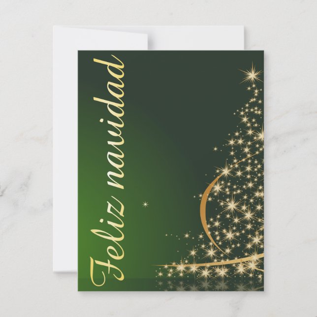 Convites Motivo navideño verde con arbol de navidad. (Frente)