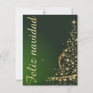 Convites Motivo navideño verde con arbol de navidad.