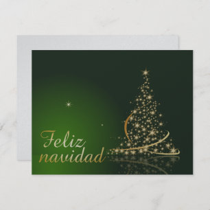Convites Motivo navideño verde con arbol de navidad.