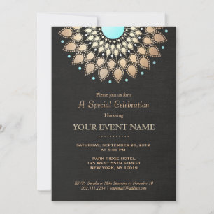 Convites Motivo Ornamental Dourado Elegante com Visual de L