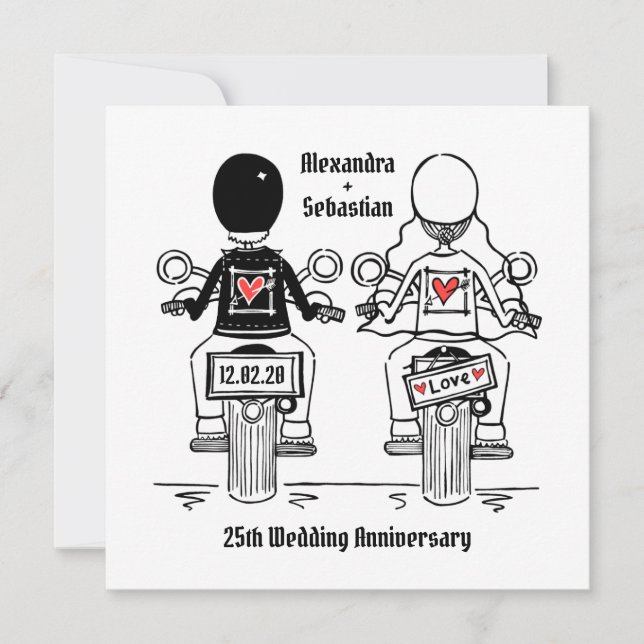 Convites Moto de Casamento Personalizada de Aniversário de  (Frente)