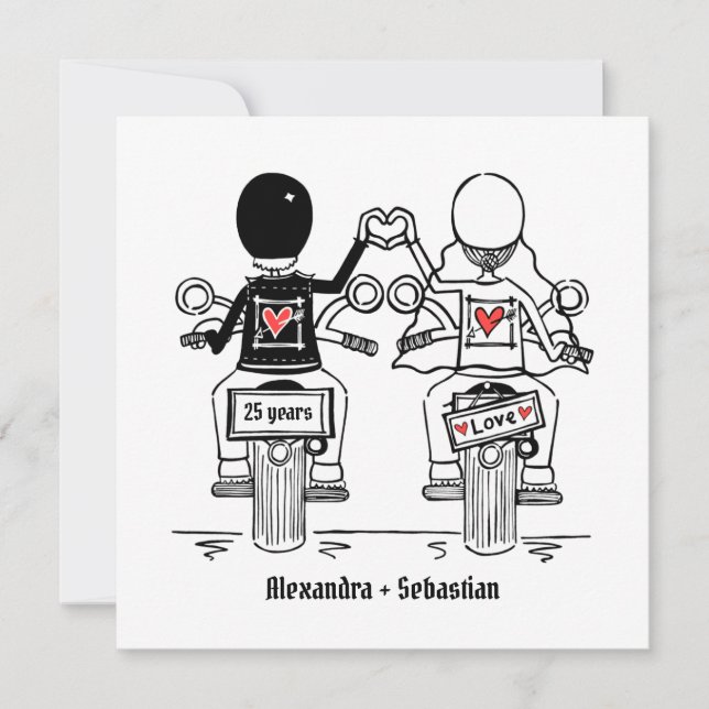 Convites Moto Personalizada de Casamento e Aniversário (Frente)