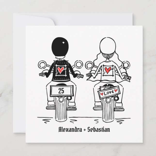 Convites Moto Personalizada de Casamento e Aniversário de C (Frente)