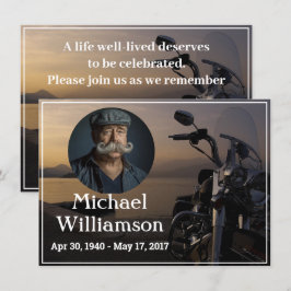 Convites Motocicleta perto da água Foto da Celebração da Vi