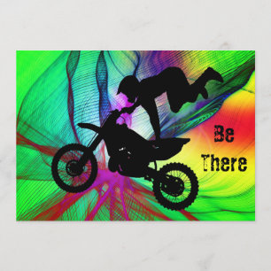 Convites Motocross em uma Web Psychedelic Spider