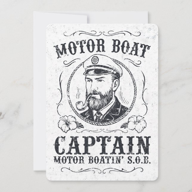 Convites Motor Boat Captain Funny Pontoon Boating (Frente)