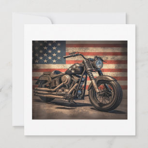 Convites Motorcycle USA Flag Biker