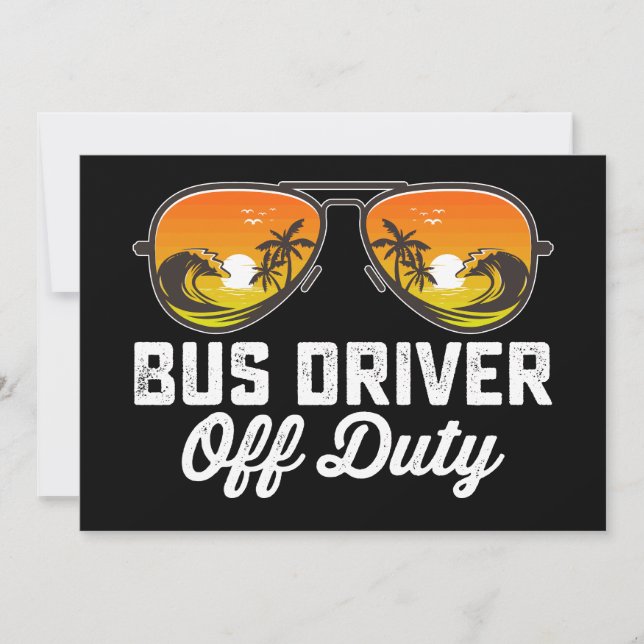 Convites Motorista de Ônibus Fora de Serviço Óculos de Sol  (Frente)