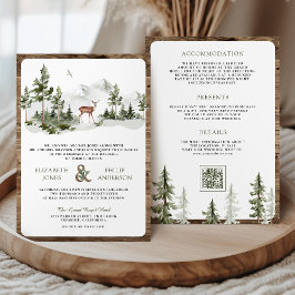 Convites Mountain Forest Deer QR Code All in One Wedding