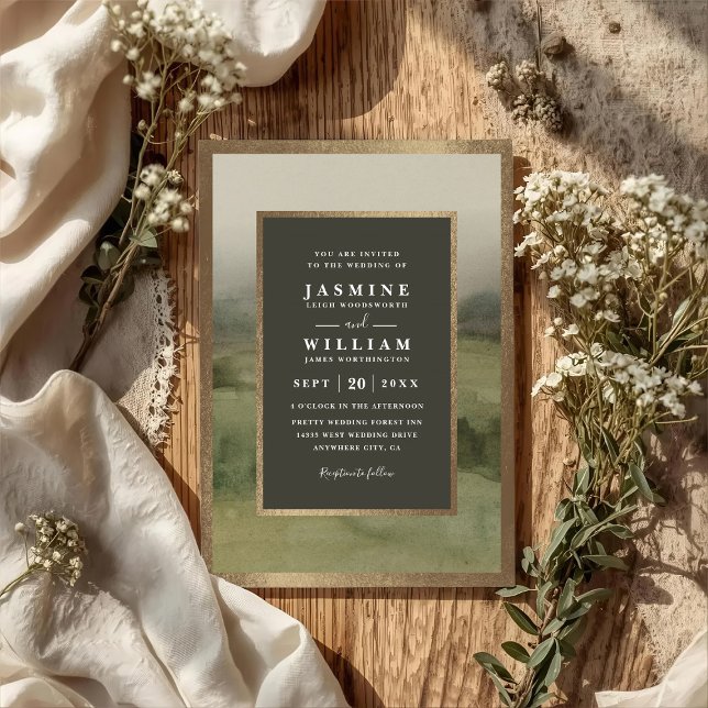 Convites Mountain Forest Rustic Elegant QR Code Wedding (Criador carregado)