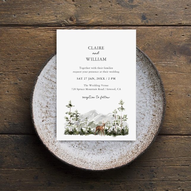 Convites Mountain Pine Forest Wedding Invitation (Criador carregado)