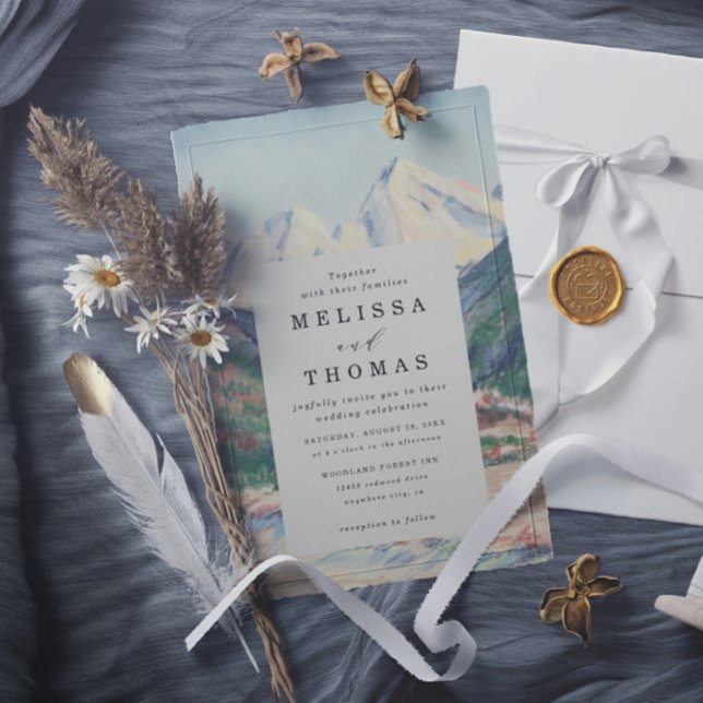 Convites Mountain Tree Forest Rustic Budget QR Code Wedding (Criador carregado)