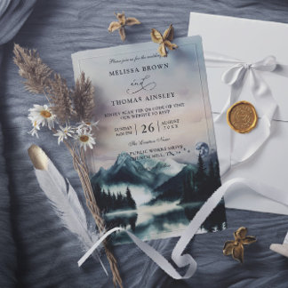 Convites Mountain Trees Pine Rustic Budget QR Code Wedding