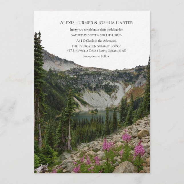 Convites Mountain Wildflower Wedding Invitation (Frente)