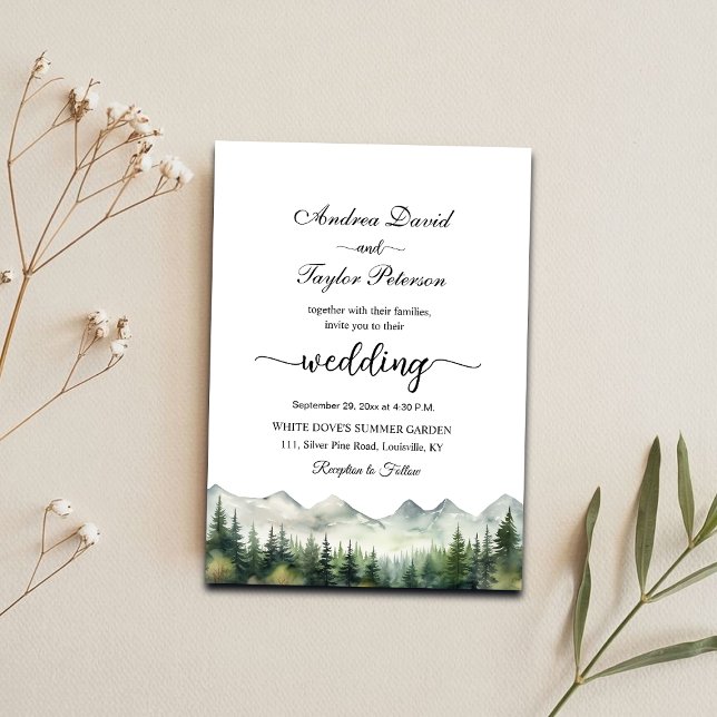 Convites Mountains and Pines Elegant Wedding (Criador carregado)