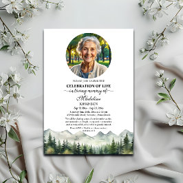 Convites Mountains and Trees Celebration Of Life Funeral