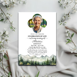 Convites Mountains and Trees Celebration Of Life Funeral