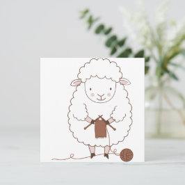 Convites Mouton Mignon qui Tricote de la Laine Marron