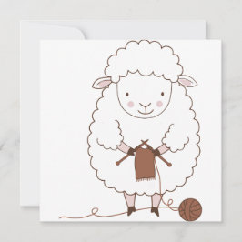 Convites Mouton Mignon qui Tricote de la Laine Marron