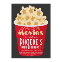 Movie Night Invitation PopCorn Birthday Invitation