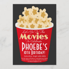 Convites Movie Night Invitation PopCorn Birthday Invitation