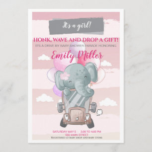 Convites Movimentação de elefante por chá de fraldas