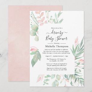 Convites Movimentação de Pastel Blush Greenery por Chá