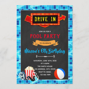 Convites Movimentação do filme da piscina no tem do parti