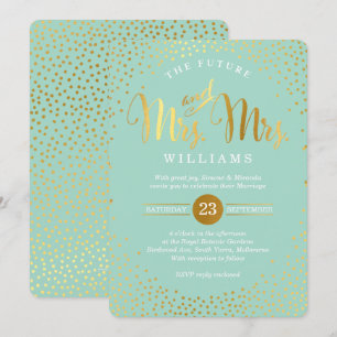 Convites MRS. & MRS. NA MODA WEDDING gold confetti