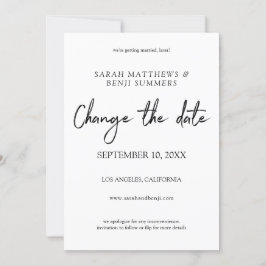 Convites Mudança de Caligrafia em Branco e Preto - Data - B