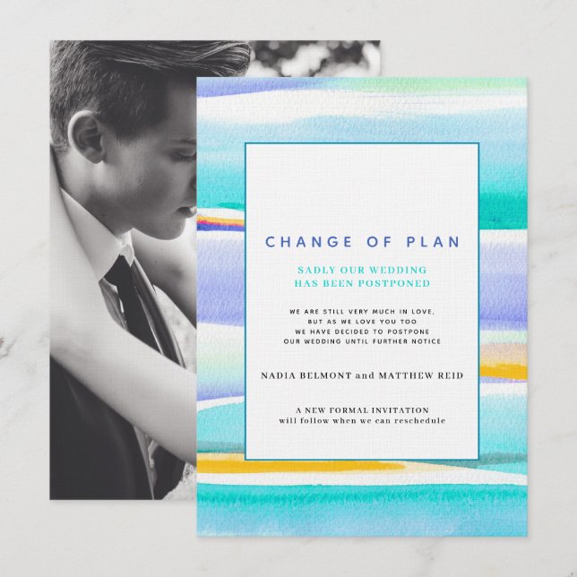 Convites Mudança de casamento da maré abstrato tropical aqu (Frente/Verso)