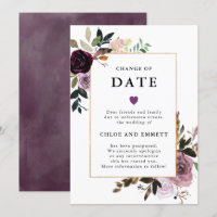 Mudança de Data Casamento Floral Roxo Rosa Mauve