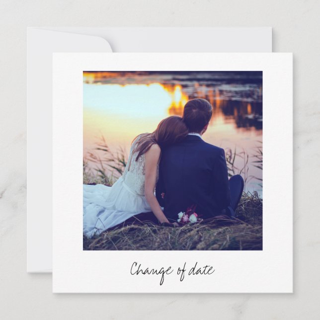 Convites Mudança de data de casamento de aparência instantâ (Frente)