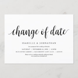 Convites Mudança de data, mudança no casamento