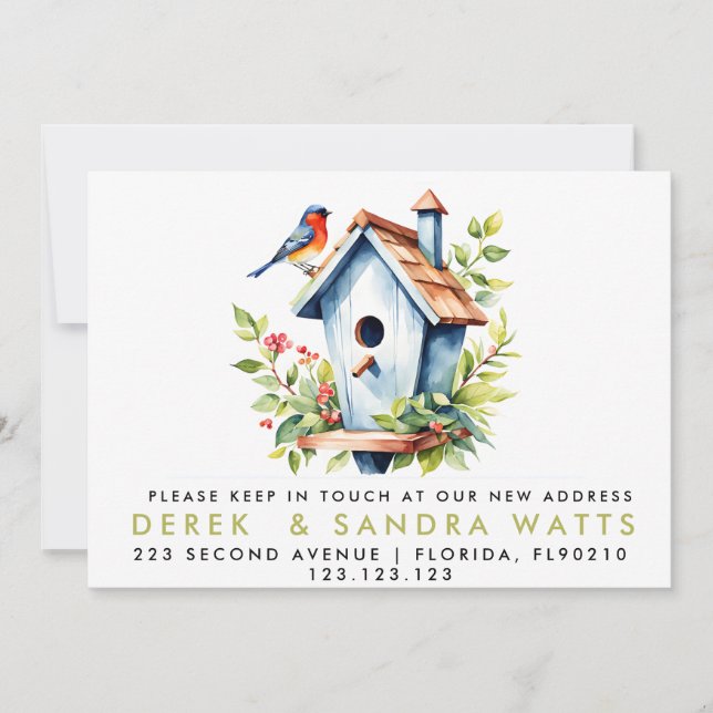 Convites mudança de endereço que movemos o pássaro do anúnc (Frente)