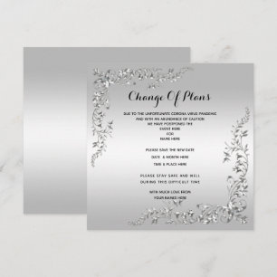 Convites Mudança De Plano De Decoração De Prata Elegante
