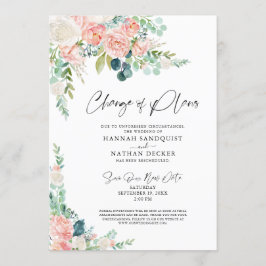 Convites Mudança de planos de casamento floral rosa desbota