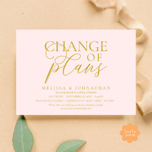 Convites Mudança de planos de casamento tipográfico Chic ad