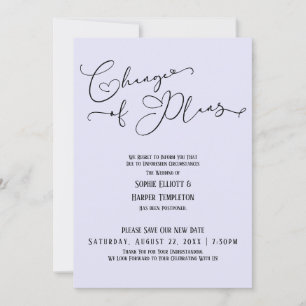 Convites Mudança de Planos, Elegante Novo Data de Casamento