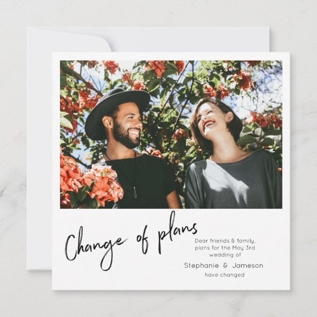 Convites Mudança de Planos Instantâneo de Foto & Tipografia (Frente)