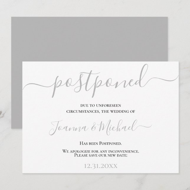 Convites Mudança de Planos Moderna e Elegante Casamento Adi (Frente/Verso)