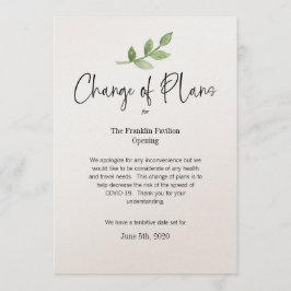 Convites Mudança de Planos Negócios Evento Pessoal COVID 19