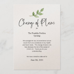 Convites Mudança de Planos Negócios Evento Pessoal COVID 19