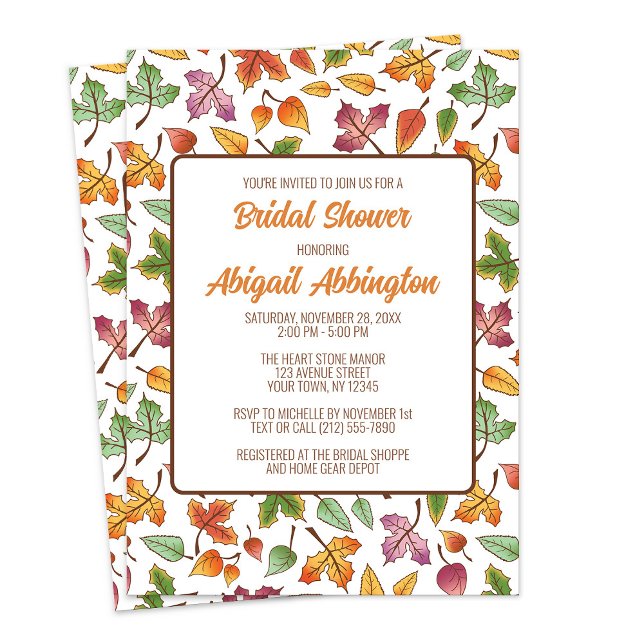 Convites Mudando Chá de panela de Folhas (Changing Leaves Fall Bridal Shower Invitations from Artistically Invited on Zazzle.)