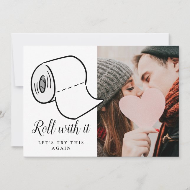 Convites Mudar a data da foto do casamento adiada evento  (Frente)