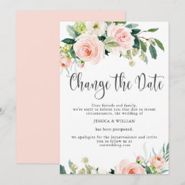 Convites Mudar a Data Rosas Coradas Casamento Adiado