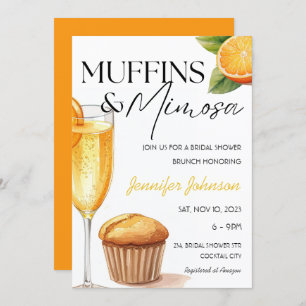 Convites Muffins e Mimosa Orange Chá de panela Brunch