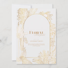 Convites Muitas flores com linha de ouro.