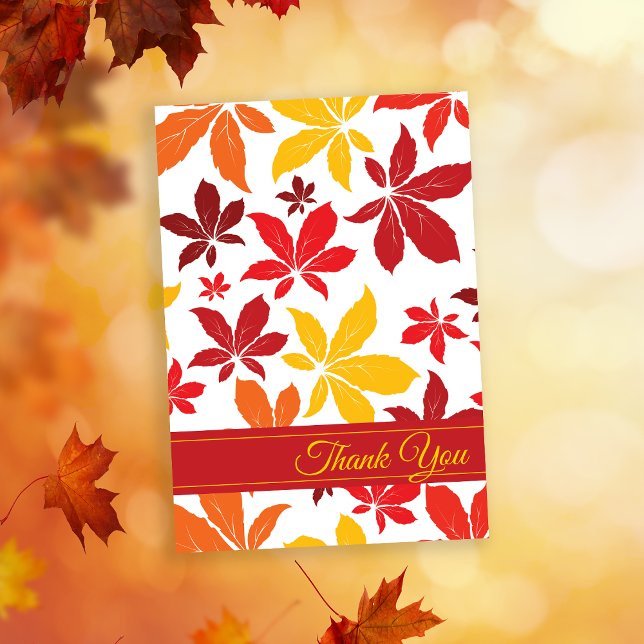 Convites Muito Obrigado. (Show your gratitude with the seasonal Bright Fall Leaves Thank You Note Card.)